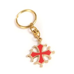 Porte-clés croix occitane découpée dorée